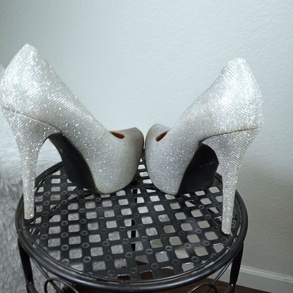 DE BLOSSOM COLLECTION SILVER SPARKLE PLATFORM SZ.9 - Picture 8 of 11